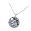 1.00Ct Round Cut Black Diamond Engagement Wedding Gothic Sliacete Owl Pendant Sterling Silver White Gold Finish