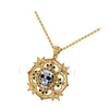 3.00Ct Round Cut Black Diamond Engagement Wedding Gothic Skull Art Deco Floral Petal Leaf Style Pendant Sterling Silver Two Tone Yellow Gold Finish