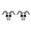 1.00Ct Round Cut Black Diamond Gothic Skull Horn Style Earrings Engagement Wedding Sterling Silver White Gold Finish