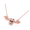 1.00Ct Round Cut Black Diamond Engagement Wedding Gothic Skull Vampire Bat Pendant Sterling Silver Rose Gold Finish