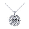 3.00Ct Round Cut Black Diamond Engagement Wedding Gothic Skull Art Deco Floral Petal Leaf Style Pendant Sterling Silver Two Tone White Gold Finish