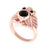 2.00Ct Round Cut Black Diamond Gothic Owl Style Engagement Wedding Ring Sterling Silver Rose Gold Finish