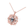 3.00Ct Round Cut Black Diamond Engagement Wedding Gothic Skull Art Deco Floral Petal Leaf Style Pendant Sterling Silver Two Tone Rose Gold Finish