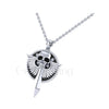 1.00Ct Round Cut Black Diamond Engagement Wedding Gothic Skull Angel Wings With Sword Pendant Sterling Silver White Gold Finish