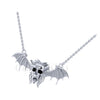 1.00Ct Round Cut Black Diamond Engagement Wedding Gothic Skull Vampire Bat Pendant Sterling Silver White Gold Finish