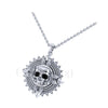 1.00Ct Round Cut Black Diamond Engagement Wedding Gothic Skull Pirates of caribbean Pendant Sterling Silver White Gold Finish