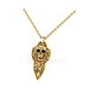 1.00Ct Round Cut Black Diamond Engagement Wedding Gothic Skull Art Deco Leaf Flower Pendant Sterling Silver Yellow Gold Finish