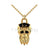 2.5ct Round Cut Diamond Engagement Wedding Gothic Skull Pendant With Chain Sterling Silver Yellow Gold Finish