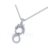 Engagement Wedding Gothic Ouroboros Based Dragon Style Pendant Sterling Silver White Gold Finish