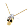 1.00Ct Round Cut Black Diamond Engagement Wedding Gothic Hand On Skull Pendant Sterling Silver Yellow Gold Finish