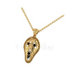 1.50Ct Round Cut Black Diamond Engagement Wedding Gothic Scream Skull Mask Pendant Sterling Silver Yellow Gold Finish
