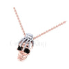 1.00Ct Round Cut Black Diamond Engagement Wedding Gothic Hand On Skull Pendant Sterling Silver Rose Gold Finish
