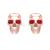 0.50Ct Round Cut Red Diamond Gothic Skull Style Earrings Engagement Wedding Sterling Silver Rose Gold Finish