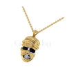 1.00Ct Round Cut Black Diamond Engagement Wedding Gothic Skull The Mummy Face Pendant Sterling Silver Two Tone Yellow Gold Finish