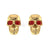 0.50Ct Round Cut Red Diamond Gothic Skull Style Earrings Engagement Wedding Sterling Silver Yellow Gold Finish