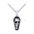 1.00Ct Gothic Round Cut Black Diamond Engagement Wedding Gothic Skull Pendant With Chain Sterling Silver White Gold Finish