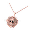 1.00Ct Round Cut Black Diamond Engagement Wedding Gothic Skull Pirates of caribbean Pendant Sterling Silver Rose Gold Finish