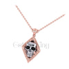 1.00Ct Round Cut Black Diamond Engagement Wedding Gothic Skull Flower Leaf Frame Pendant Sterling Silver Two Tone Rose Gold Finish