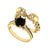 2Ct Round Cut Black Diamond Gothic Skull Ring Set Engagement Wedding Ring Sterling Silver Yellow Gold Finish