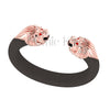 2.00Ct Round Cut Red Diamond Gothic Lion Head Engagement Wedding 7 Inch Leather Wrist Bracelet Rose Gold Finish