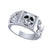 1.00Ct Round Cut Black Diamond Gothic Skull Art Deco Engagement Wedding Ring Sterling Silver White Gold Finish