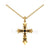 1.00Ct Round Cut Black Diamond Engagement Wedding Gothic Cross Pendant With Chain Sterling Silver Yellow Gold Finish