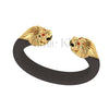 2.00Ct Round Cut Red Diamond Gothic Lion Head Engagement Wedding 7 Inch Leather Wrist Bracelet Yellow Gold Finish