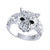 1.00Ct Round Cut Black Diamond Gothic Panther Face Vintage Engagement Wedding Ring Sterling Silver White Gold Finish