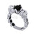 2.00Ct Round Cut Black Diamond Engagement Wedding Ring Gothic Skull Sterling Silver White Gold Finish