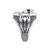 1.5Ct Round Cut Black Diamond Cross Style Gothic Skull Engagement Wedding Ring Sterling Silver White Gold Finish