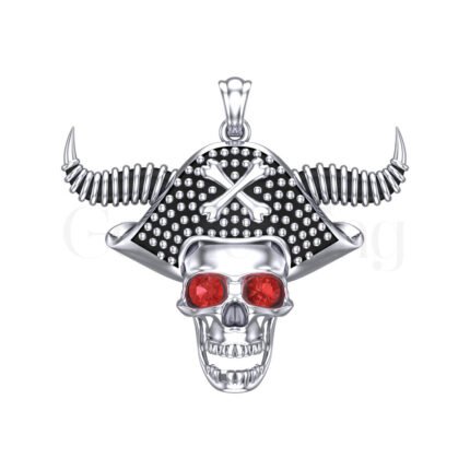 2Ct Round Cut Red Diamond Engagement Wedding Gothic Skull Cap Pendant Sterling Silver White Gold Finish