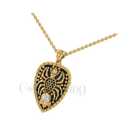 0.5Ct Round Cut White Diamond Engagement Wedding Gothic Pear Shape Spider Pendant With Chain Sterling Silver Yellow Gold Finish