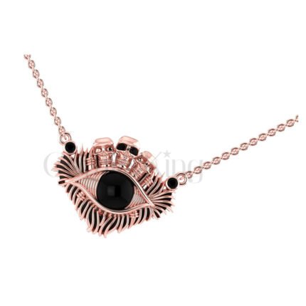 2.5Ct Round Cut Black Diamond Engagement Wedding Gothic Skull Devil Eye Pendant Sterling Silver Rose Gold Finish