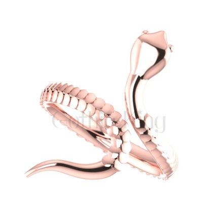 Gothic Snake Engagement Wedding Ring Sterling Silver Rose Gold Finish