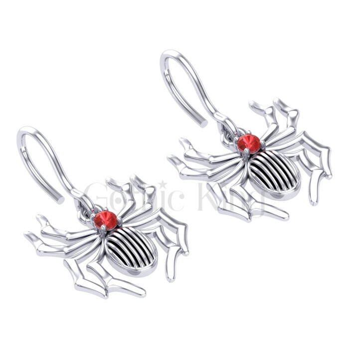 Spin a Web of Love with Our Red Diamond Gothic Spider Earrings