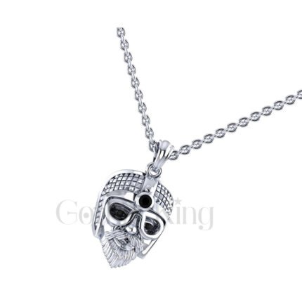 2.00Ct Round Cut Black Diamond Engagement Wedding Gothic Skull Pendant Sterling Silver White Gold Finish