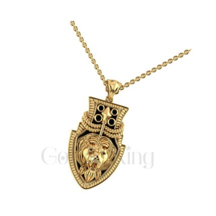 2Ct Round Cut Black Diamond Engagement Wedding Gothic Skull Eagle Shield Style Pendant Sterling Silver Yellow Gold Finish