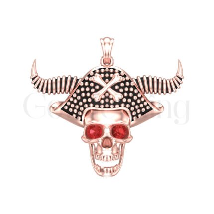 2Ct Round Cut Red Diamond Engagement Wedding Gothic Skull Cap Pendant Sterling Silver Rose Gold Finish