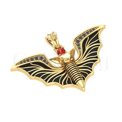1.5Ct Gothic Round Cut Red Diamond Engagement Wedding Vampire Style Pendant Sterling Silver Yellow Gold Finish