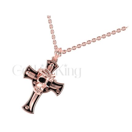 1.00Ct Round Cut Black Diamond Engagement Wedding Gothic Skull Jesus Sterling Silver Rose Gold Finish