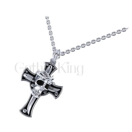1.00Ct Round Cut Black Diamond Engagement Wedding Gothic Skull Jesus Sterling Silver White Gold Finish