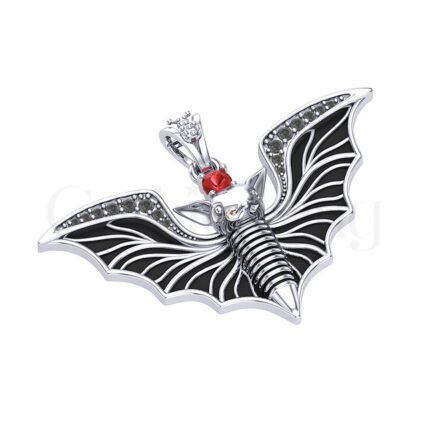 1.5Ct Gothic Round Cut Red Diamond Engagement Wedding Vampire Style Pendant Sterling Silver White Gold Finish