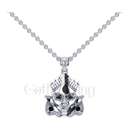 2Ct Round Cut Black Diamond Engagement Wedding Gothic Skull Unique Face Pendant Sterling Silver White Gold Finish