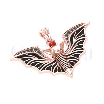 1.5Ct Gothic Round Cut Red Diamond Engagement Wedding Vampire Style Pendant Sterling Silver Rose Gold Finish