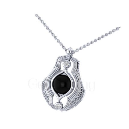 1.00Ct Round Cut White Diamond Engagement Wedding Gothic Wrapped Pendant Sterling Silver White Gold Finish