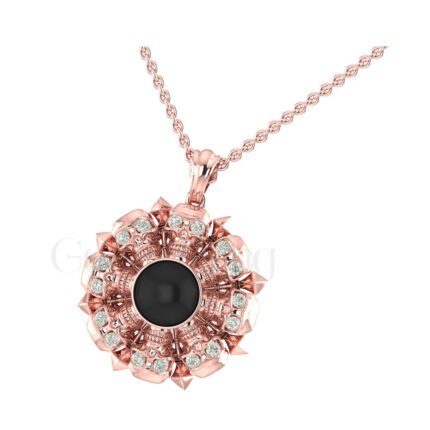 2.50Ct Round Cut Black Diamond Engagement Wedding Gothic Skull Cluster Pendant Sterling Silver Rose Gold Finish
