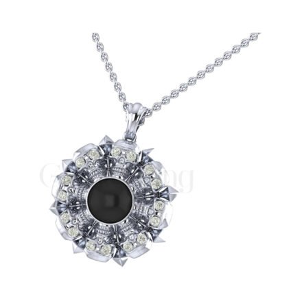 2.50Ct Round Cut Black Diamond Engagement Wedding Gothic Skull Cluster Pendant Sterling Silver White Gold Finish