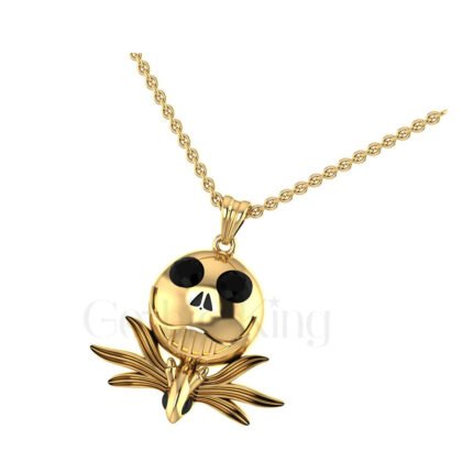 Engagement Wedding Gothic Alien Face Skeleton Pendant Sterling Silver Yellow Gold Finish