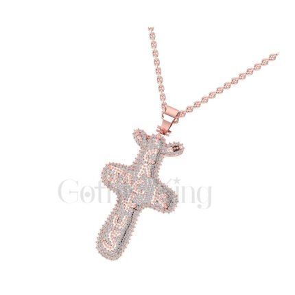 1.50Ct Round Cut White Diamond Engagement Wedding Gothic Jack Cactus Cross Pendant Sterling Silver Rose Gold Finish