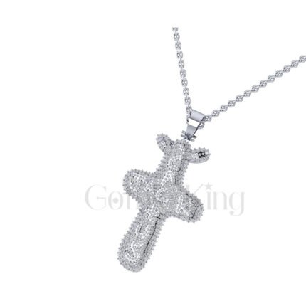 1.50Ct Round Cut White Diamond Engagement Wedding Gothic Jack Cactus Cross Pendant Sterling Silver White Gold Finish